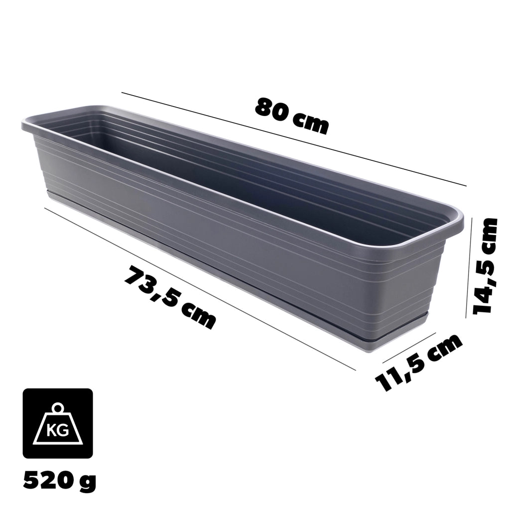 Vaso da fiori per balcone KADAX, 80 cm + sottovaso color antracite