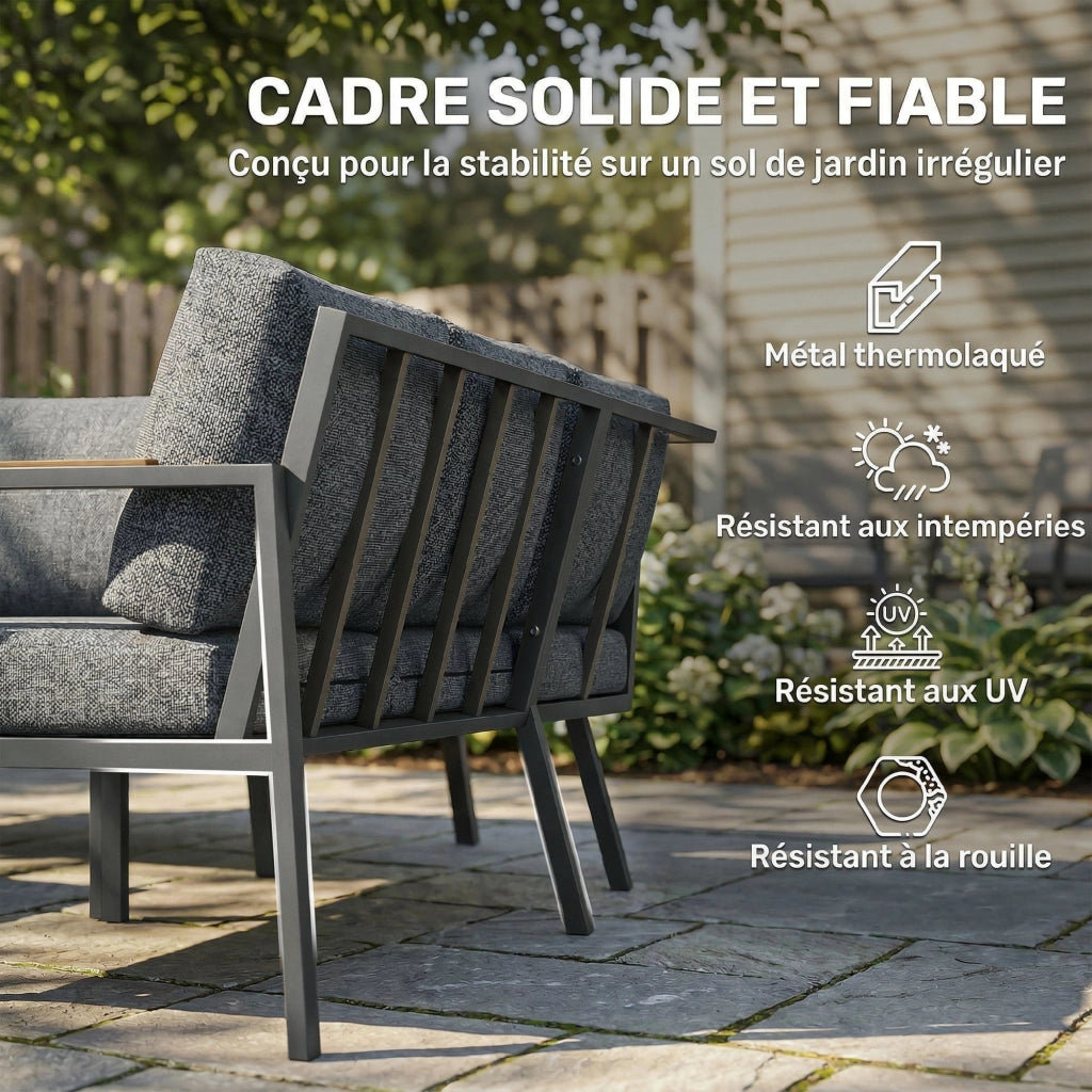 Set Giardino 3 Pezzi ¨C Minimal ¨C 183x183x72cm, Grigio Scuro