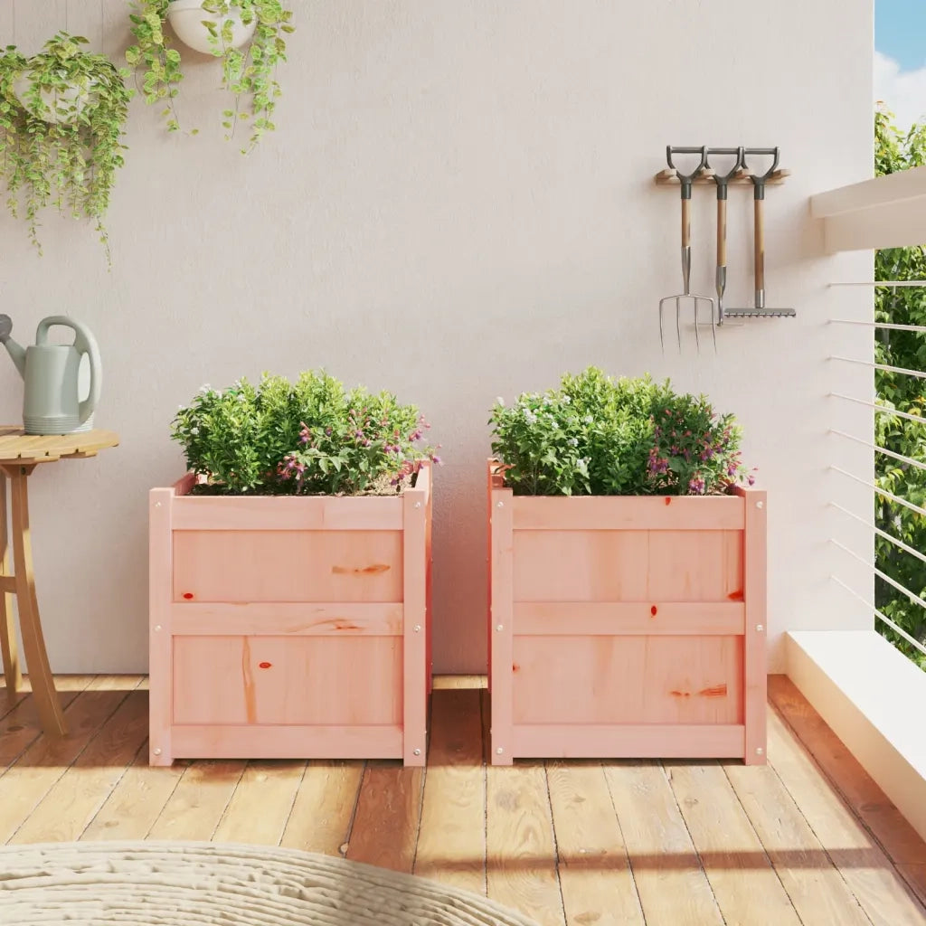 2 pz Fioriere | Cassetta per fiori | Vaso da Giardino in Legno Massello di Douglas