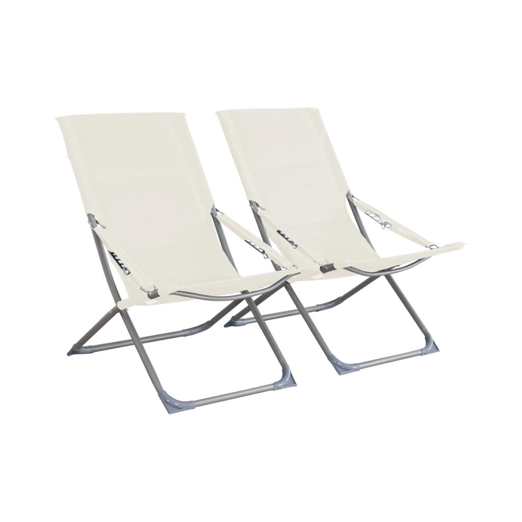 Set di 2 sedie da giardino pieghevoli, beige