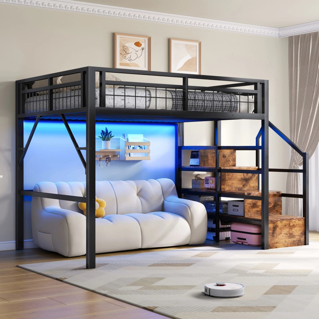 letto a castello metallo nero 145.5 x 252 cm