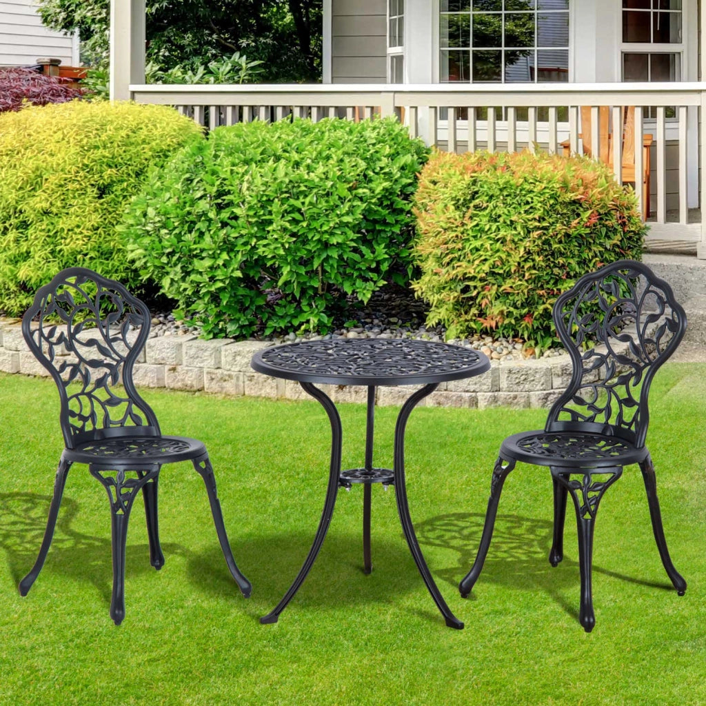SET BISTRO 3 PEZZI 60x60 cm Alluminio Nero