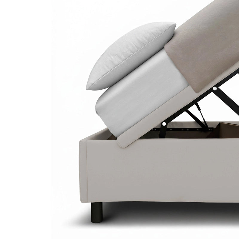 Letto imbottito Singolo 80x190 cm Vertical - Similpelle,Tortora,Contenitore