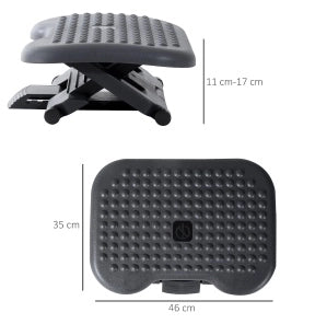 Poggiapiedi da Ufficio Regolabile in Altezza in Plastica Grigio Scuro 46x35 cm