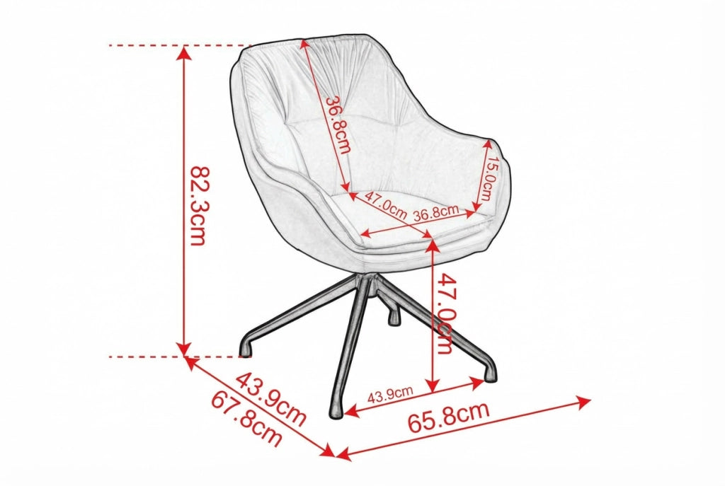 Sedia da ufficio in similpelle con braccioli, seduta ergonomica ampia e base girevole 360°