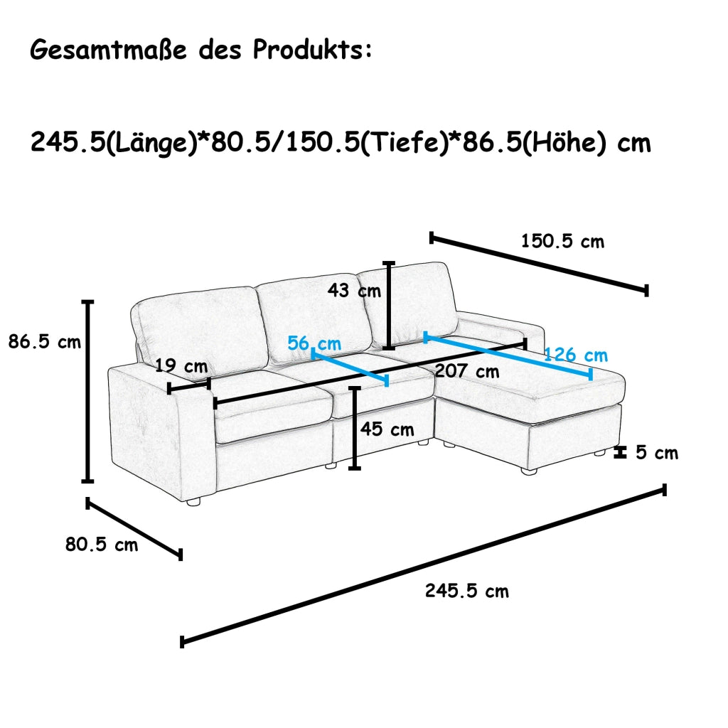 Divano Angolare con Contenitore e Ottomane ¨C Xylo ¨C Grigio