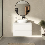 Mobile bagno sospeso 100cm due cassetti bianco opaco con top | Hexa