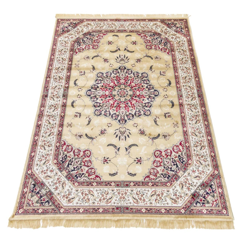 Tappeto RUBINE 317 Keshan ORO cm.140x190 disegno classico persiano stile orientale tradizionale. Tappeto salotto, soggiorno, camera da letto, ingresso, corridoio.