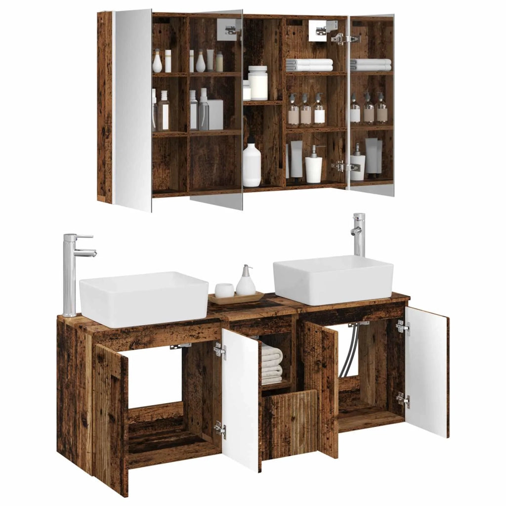 Set di Armadi da Bagno 4 pz Legno antico Legno ingegnerizzato 3406429