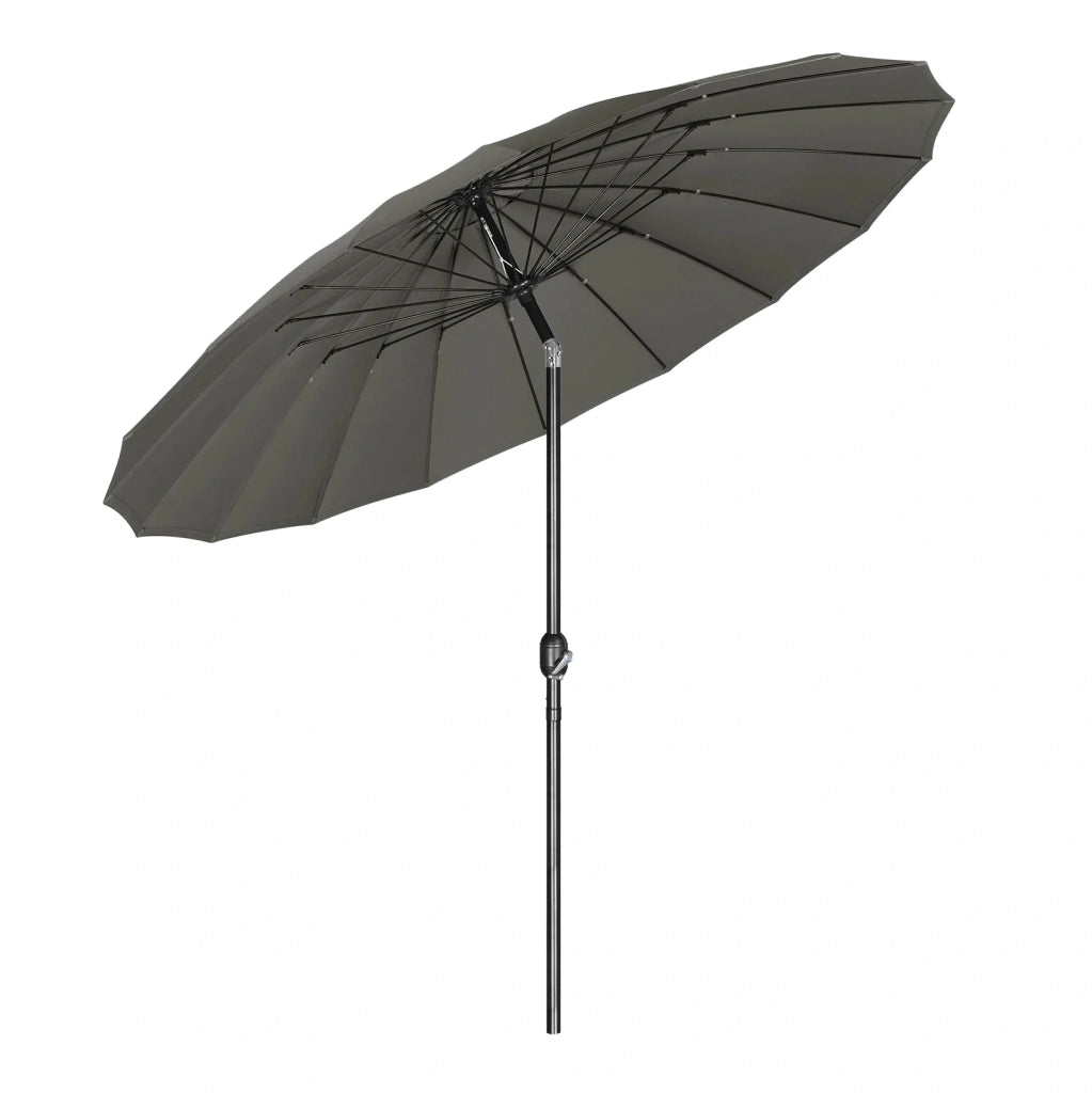 Ombrellone da terrazza grande 257 cm con tessuto in poliestere e struttura in metallo e fibra di vetro, inclinabile e con manovella, colore grigio scuro