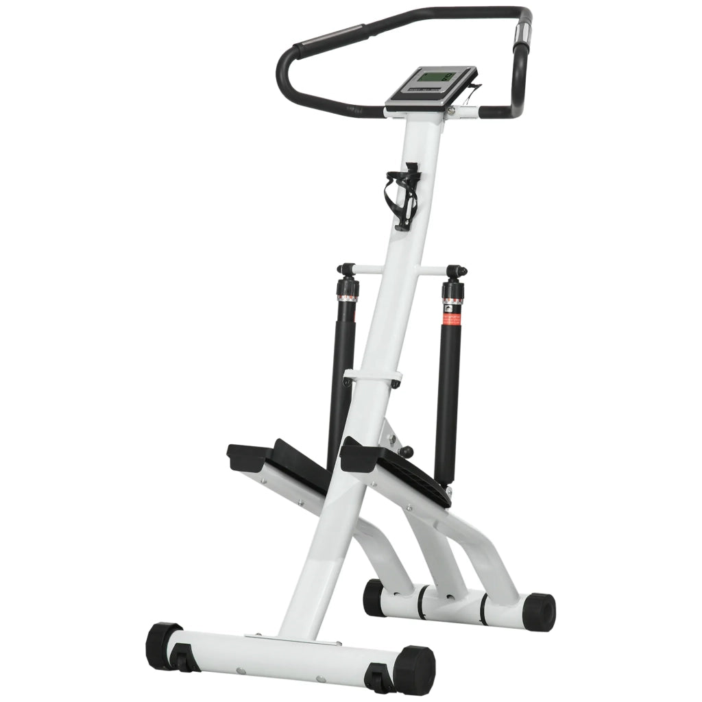 Stepper con maniglie, LCD e 12 livelli di resistenza, nero e argento, 80 x 61 x 134 cm