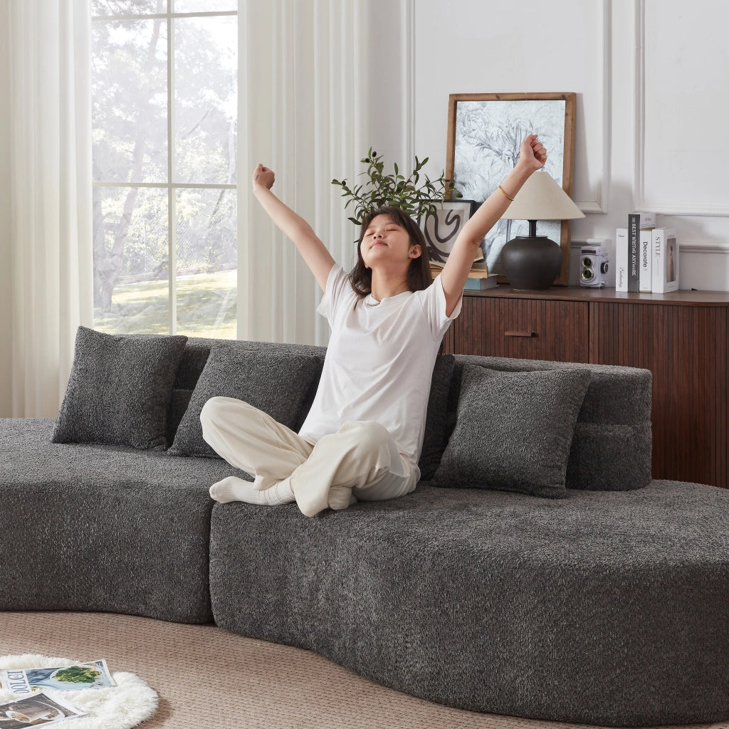 Divano Modulare 310 cm ¨C MINIMAL ¨C Tessuto Teddyfleece, Schiuma Memory, Moderno