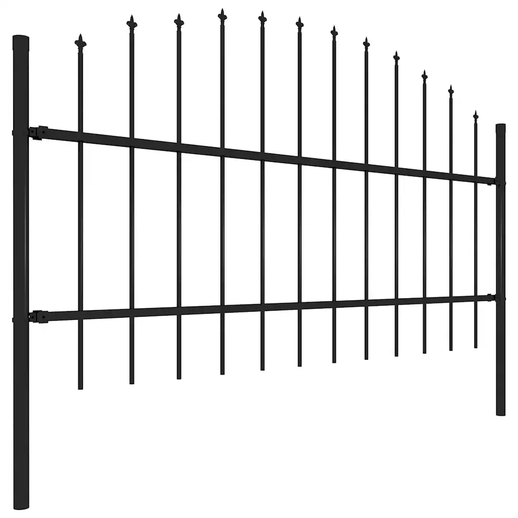 Recinzione da Giardino | Recinzione da cortile con Punta a Lancia in Acciaio 1070x100 cm Nera
