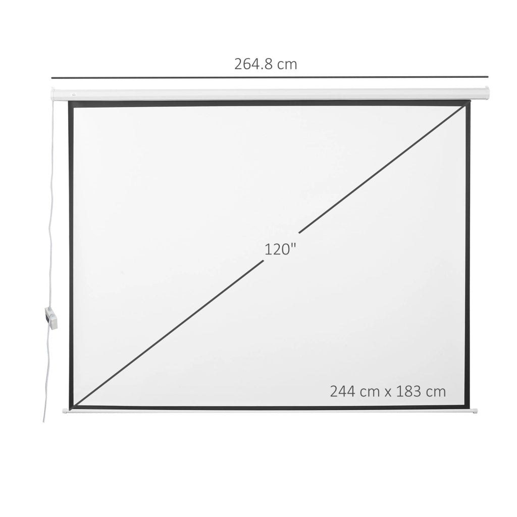 Schermo per Proiettore 120 Pollici Formato 4:3 Regolabile con Telecomando,Schermo di Proiezione Motorizzato Compatto,Installazione a Parete o Soffitto,244x183cm,Bianco