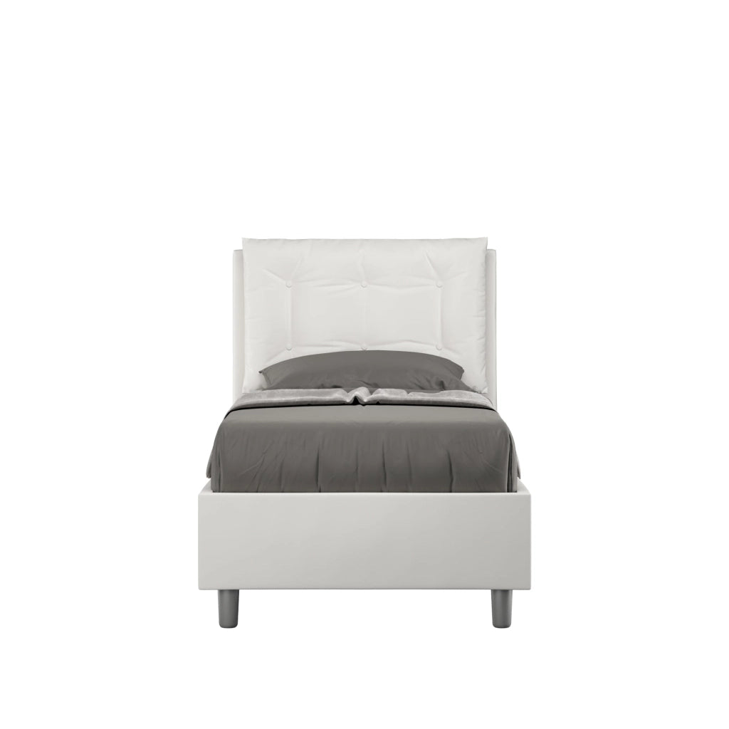 Letto Singolo 80x210 cm con Rete e Contenitore Annalisa Bianco