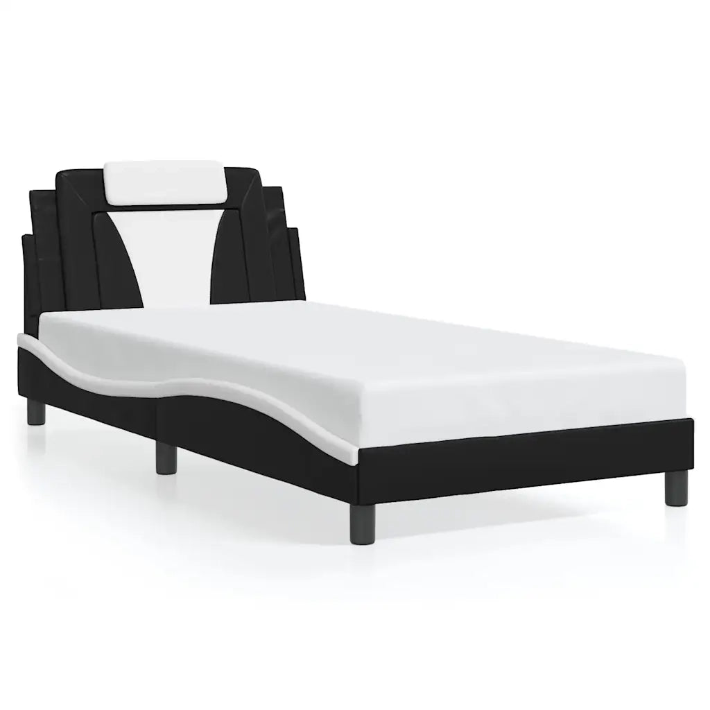 Giroletto Viana senza Materasso Nero e Bianco 100x200 cm in Similpelle