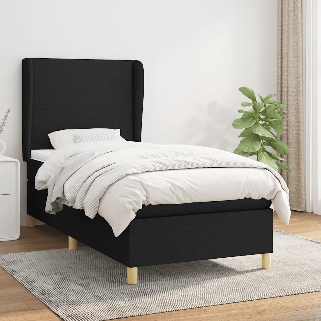 Giroletto a Molle con Materasso-Struttura Letto Nero 80x200 cm inTessuto 556250