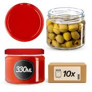 Barattoli di vetro KADAX Sonka 330 ml 10 pezzi 82 mm + coperchi rossi