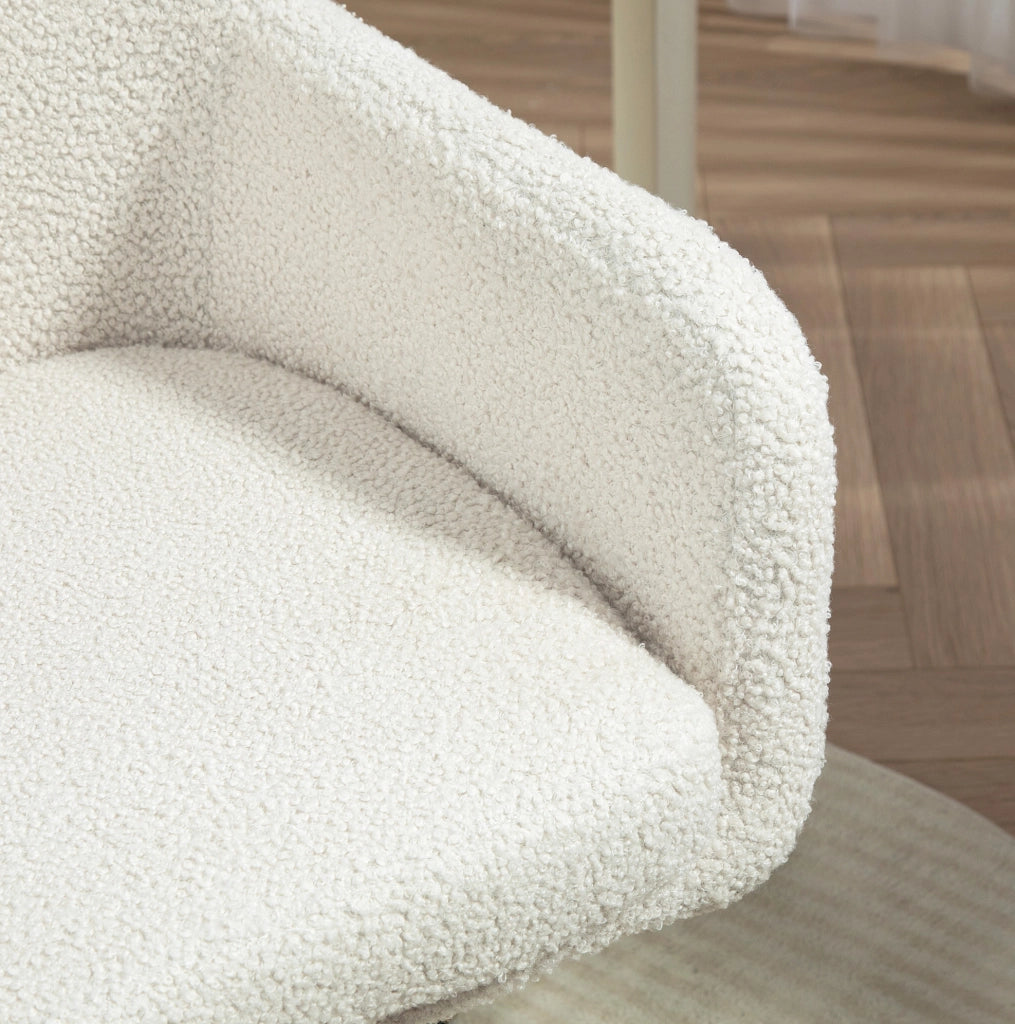 Sedia da ufficio ULEVR regolabile in altezza con braccioli, girevole 360¡ã, tessuto in poliestere bianco crema