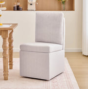 Sedia da pranzo girevole con contenitore e ruote grigio-beige