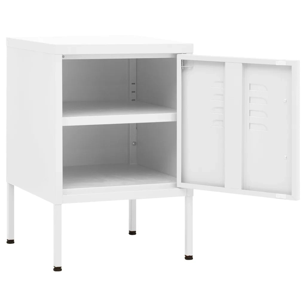 Comodini 2 pz-Set di 2 Tavolino da notte Bianchi 35x35x51 cm in Acciaio