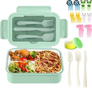 Tromba per cibi con contenitori, 3 contenitori, 1400 ml, lattina per adulti e bambini, contenitore bento con cucchiaio e forchetta, resistente a microonde e lavastoviglie, adatto per scuola, picnic, ufficio.