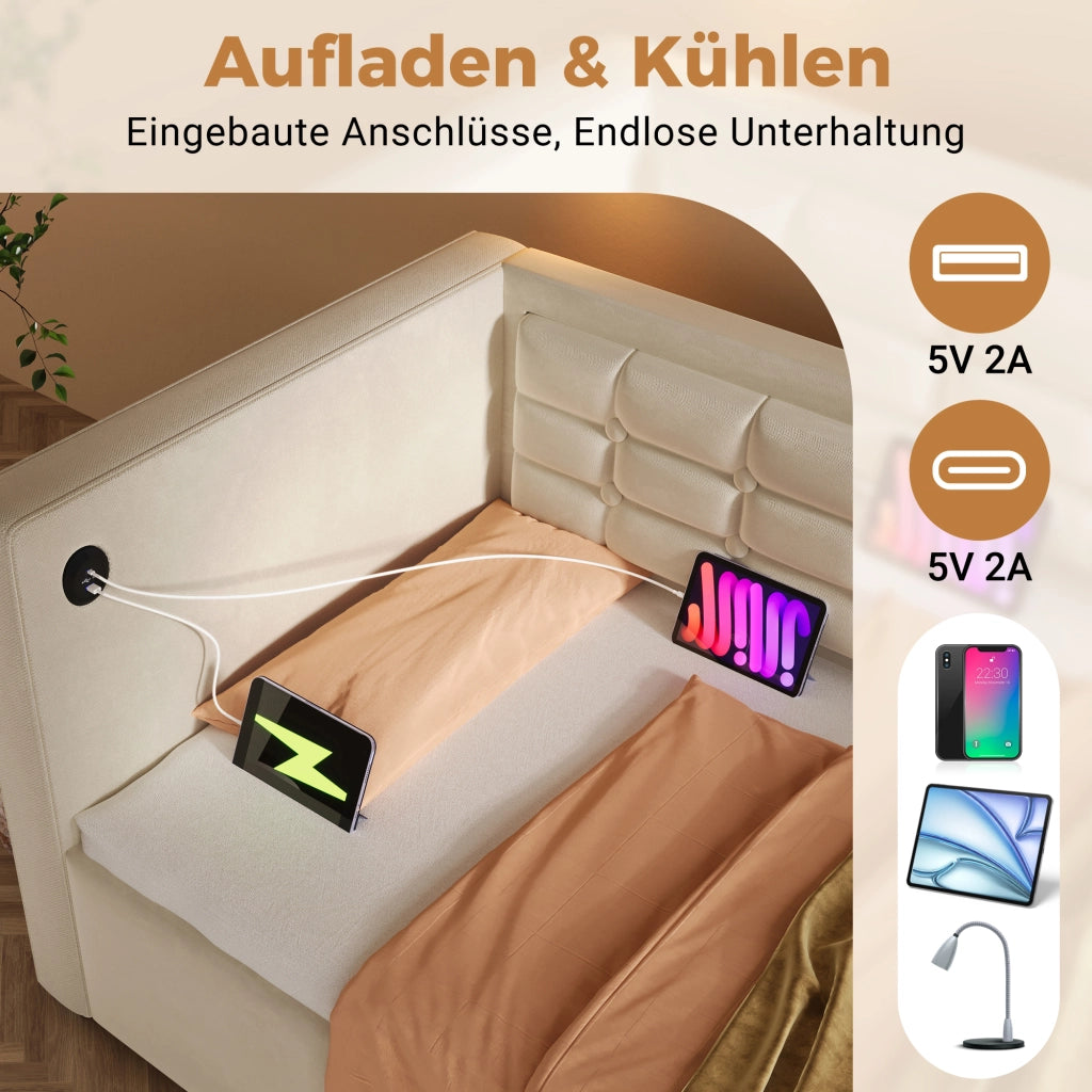 sofabett in velluto beige 106 x 216 cm