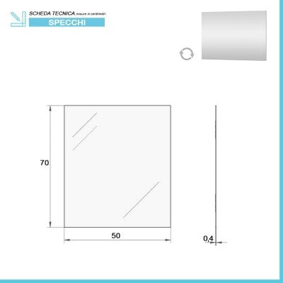 Specchio bagno 50x70 cm reversibile con luce LED naturale