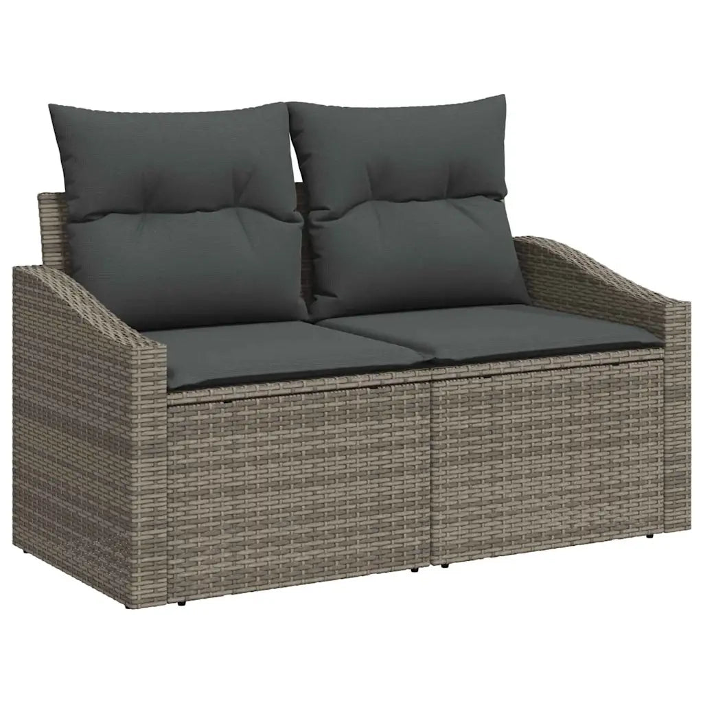 Set Divano da Giardino 7 pcs Grigio Poly Rattan