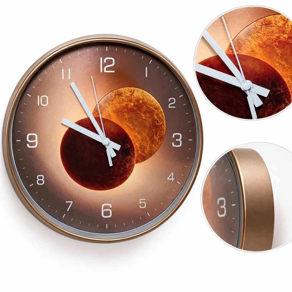 OROLOGIO PARETE TONDO LUNA 30CM MODERNO DESIGN PIANETI VARI COLORI CASA UFFICIO