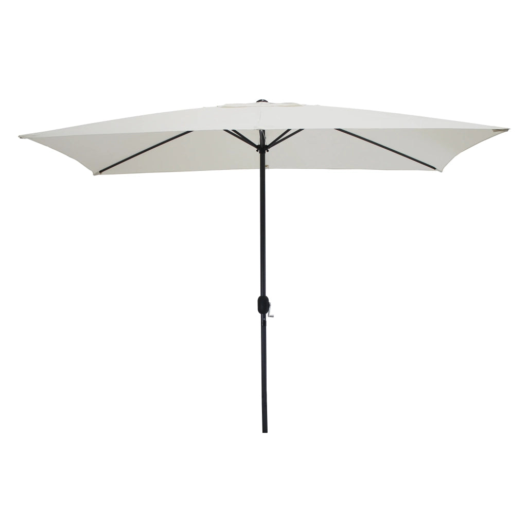 Ombrellone rettangolare da giardino Eolo (300x200 cm), acciaio e poliestere, palo diam. 38 mm, apertura antivento con manovella, senza base, colore ecru