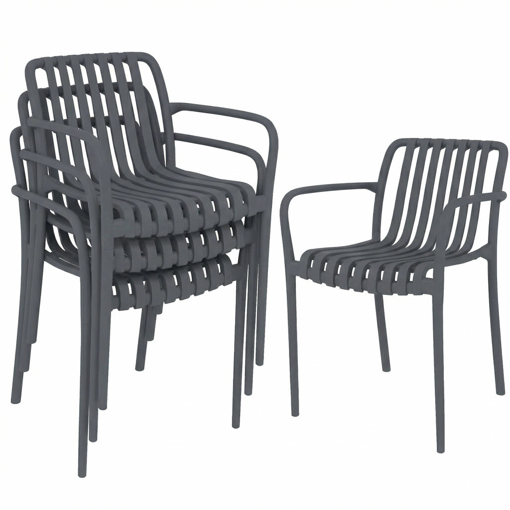Set sedie da giardino impilabili ¨C Minimal ¨C grigio scuro 4 pezzi