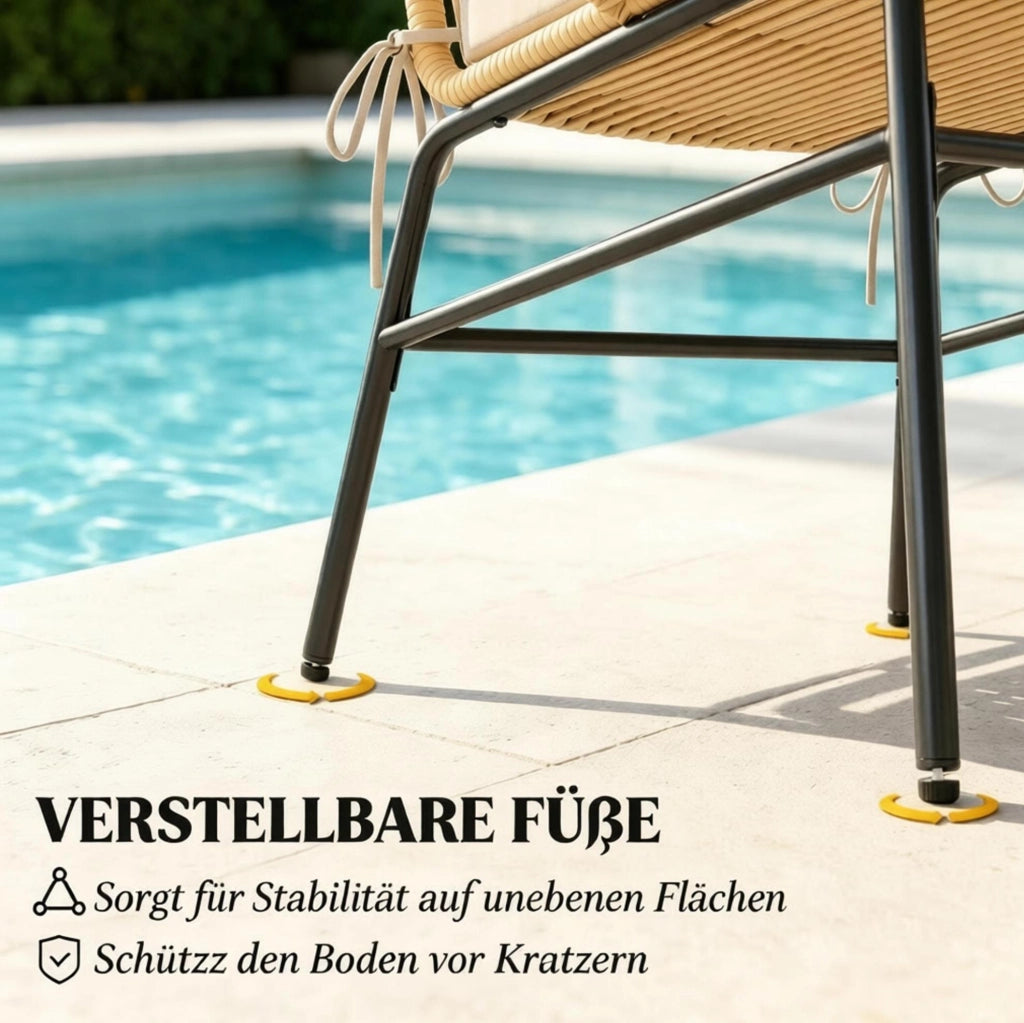 Set balcone beige con 2 poltrone e tavolo rotondo