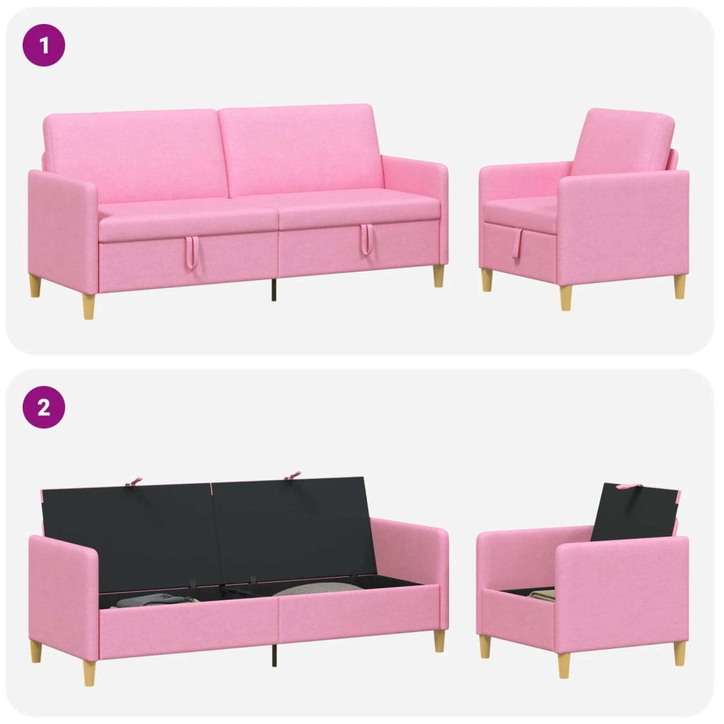 Set di Divani con Storage 2 pz Rosa Poliestere 3429244
