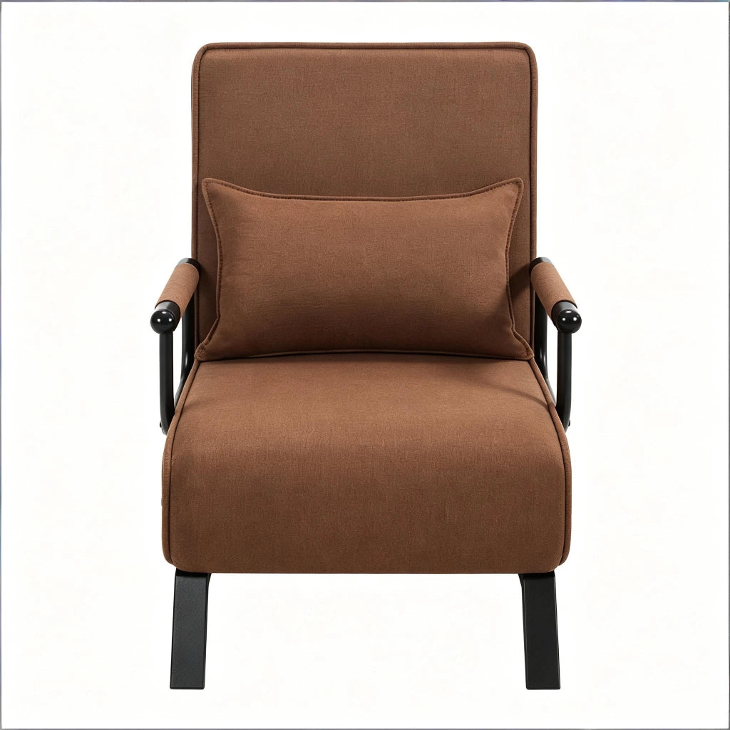 Letto divano singolo 184 × 65 cm 1 posto, schienale reclinabile a 5 posizioni, senza materasso, marrone