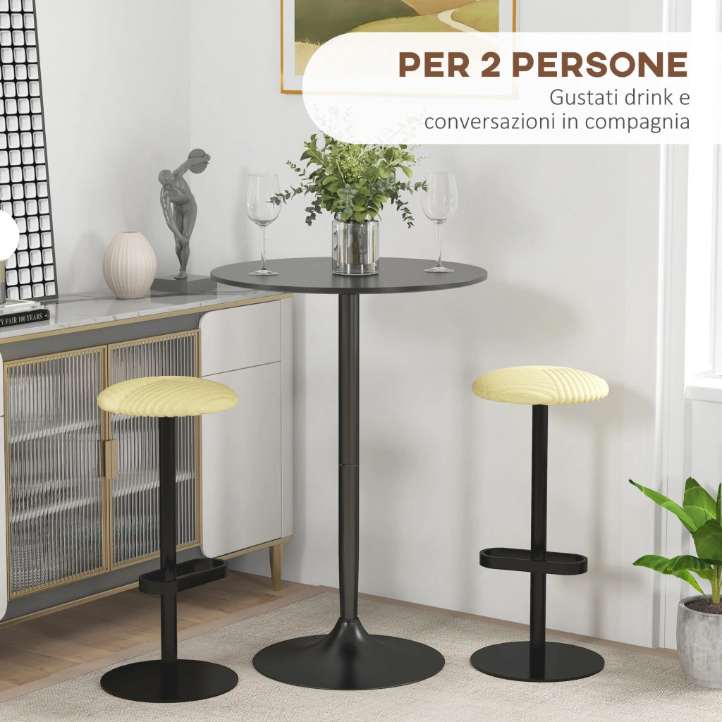Tavolo da Bar Rotondo Moderno ¨C zephmum ¨C Nero, Acciaio e MDF, ?70x102cm