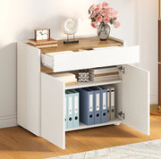 Mobile archivio 80x40x70 cm con cassetto e ripiani regolabili in truciolare bianco