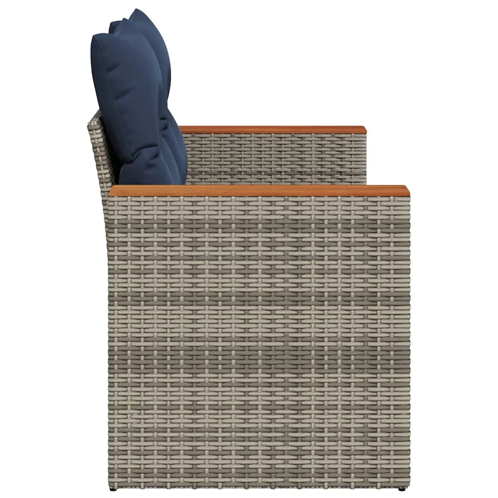 Divano da giardino con cuscini a 2 posti grigio in polyrattan 366159
