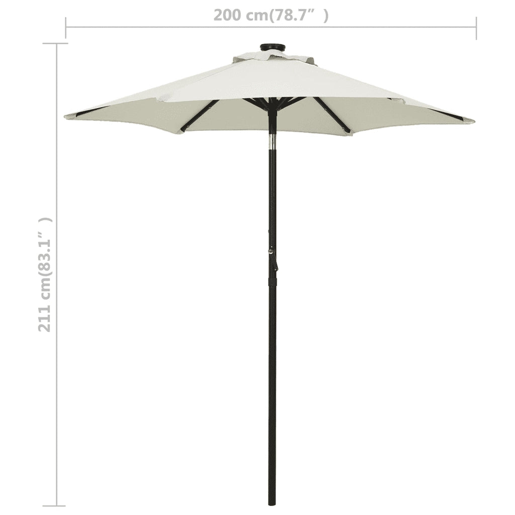 Ombrellone da Giardino con Luci LED Sabbia 200x211 cm Alluminio 313557