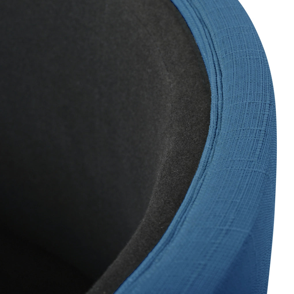 Set di 2 Pouf Nesting con Contenitore, Rivestimento in Lino Blu e Vassoio in Legno, Tavolino e Panca tonda Ø 58 cm