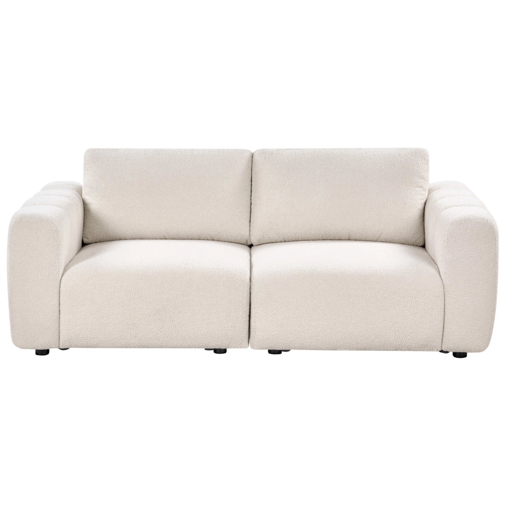 Divano modulare a 2 posti Divano componibile in bouclé bianco sporco in due sezioni Stile moderno e minimalista