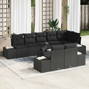 Set Divano da Giardino con archiviazione Nero Poly Rattan 3355792