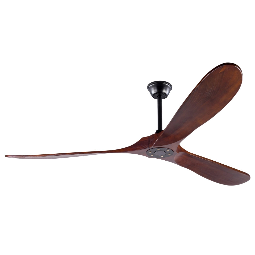 Ventilatore da soffitto senza luce in metallo e legno; nero e noce scuro; con telecomando