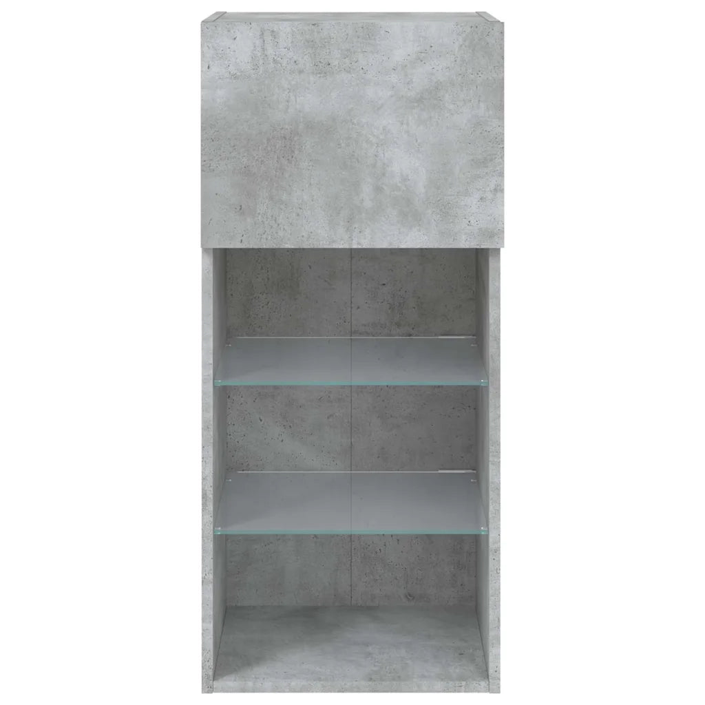 Mobili TV con Luci LED 2pz | Armadietto TV | Mobile Porta TV Grigio Cemento 40,5x30x90 cm