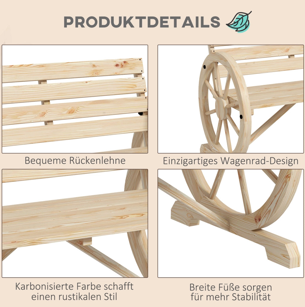 Panca da giardino in legno di abete stile rustico
