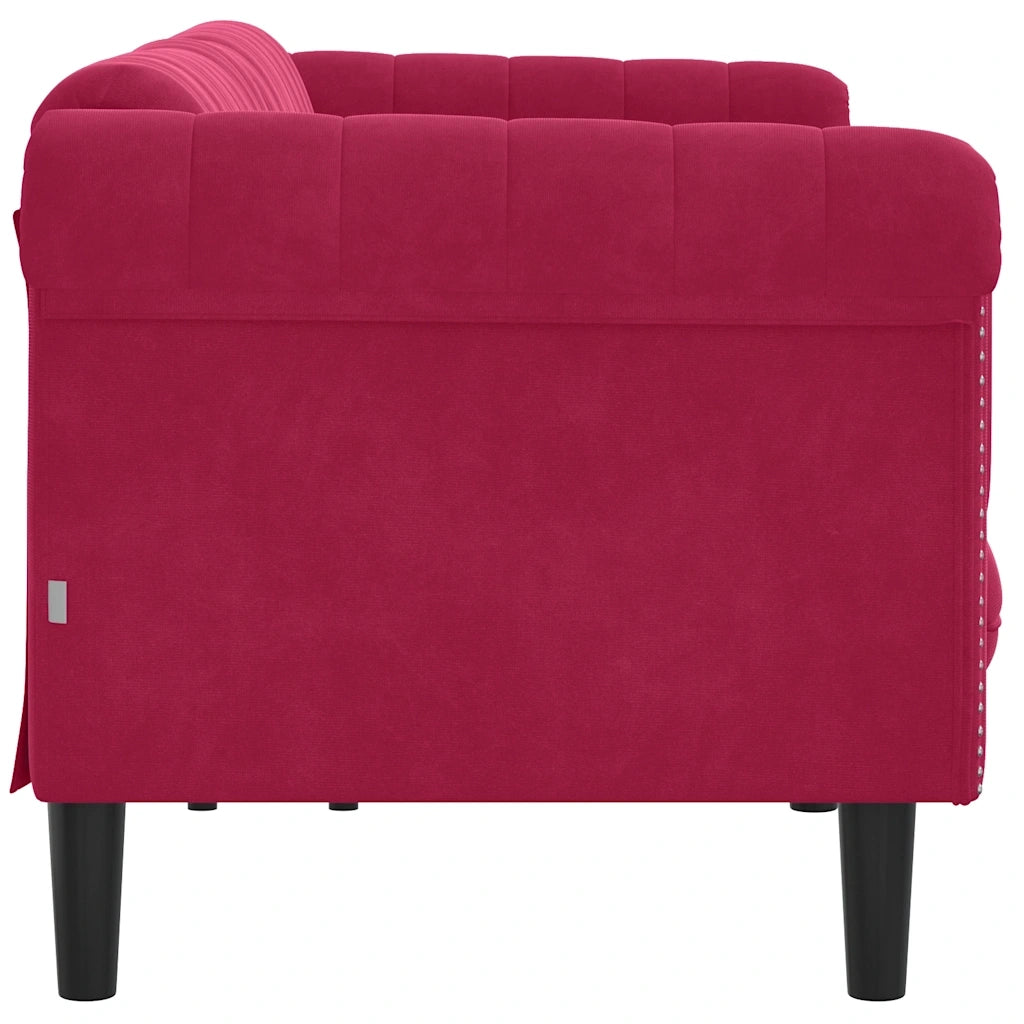 Divano | Divano da soggiorno | Sofa a 3 Posti Rosso Vino in Velluto