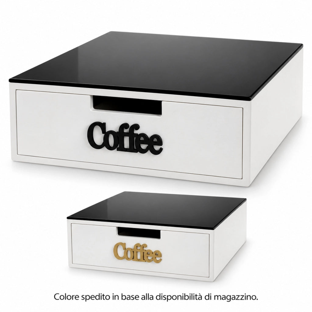 ORGANIZER CAFFE CAPSULE CIALDE CASSETTO DIVISORI TOP VETRO NERO 30X30 H10 746040