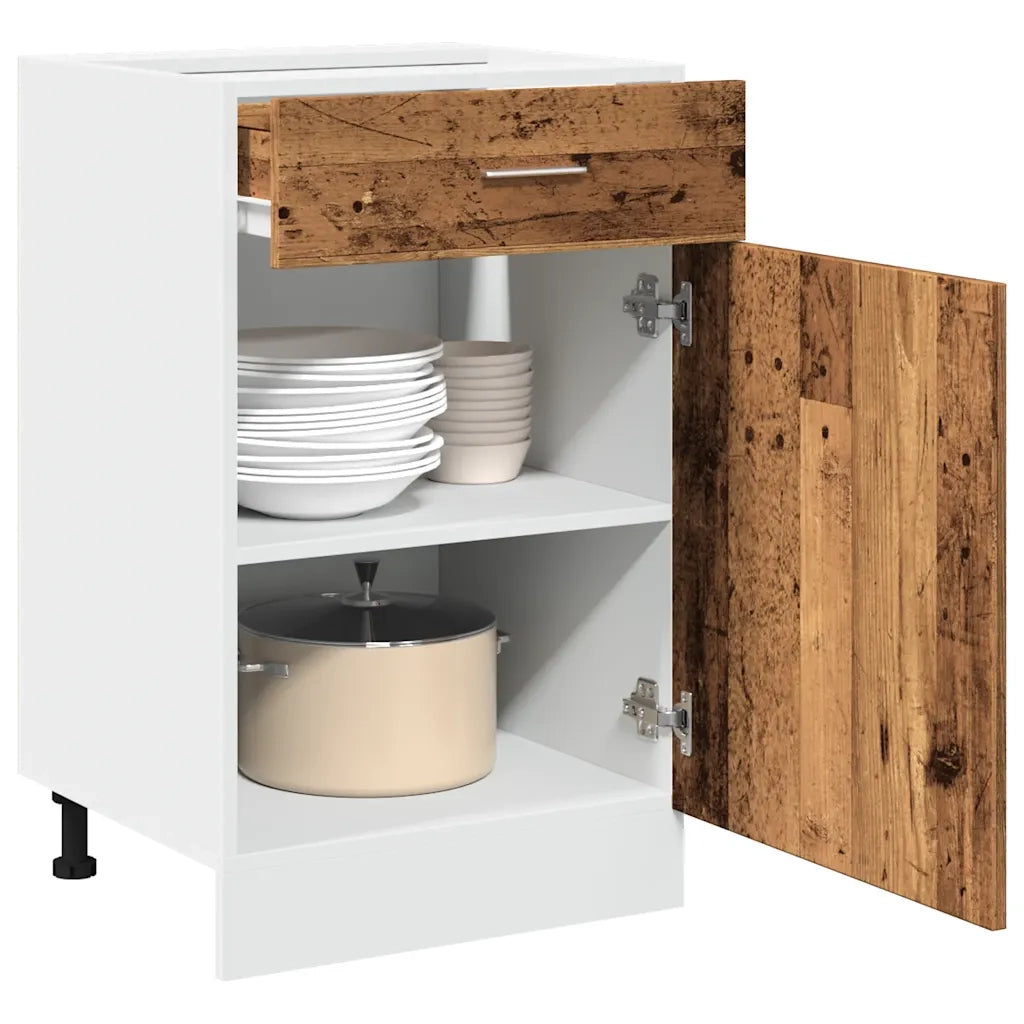 Pensile da cucina | Mobile con Cassetto ¡°Lyon¡± Legno Antico 50x46x81,5cm