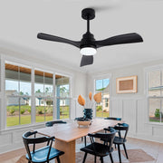 Ventilatore da soffitto 42 pollici con luce LED; telecomando e 3 pale ABS nere