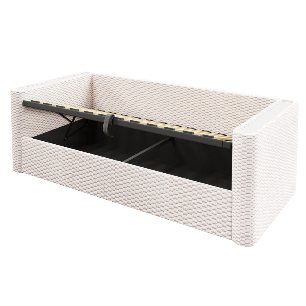 Letto divano singolo 90 x 200 cm con contenitore idraulico e LED multicolore; velluto e MDF; grigio
